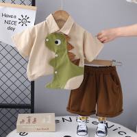 Children's clothing children's summer suit new style 1-5 years old baby summer shirt short sleeve boy summer clothing two-piece suit  Beige