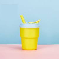 Silicone Straw Cup Sealed Portable Children's Learning Drink Cup  Yellow
