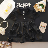 Girls summer flower dress new style baby girl princess dress tutu skirt  Black