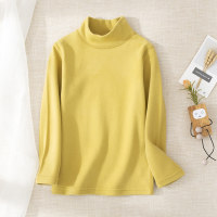 Camisa de fondo de cuello alto, suave y agradable a la piel, informal, de color sólido para niña pequeña  Amarillo