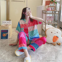 Conjunto de pijama estampado fino de 2 peças para menina adolescente  multicolorido