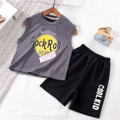 2-piece Kid Boy Letter Printed Vest & Matching Shorts
