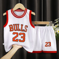 Summer children's basketball suits boys sports quick-drying clothes for middle and large children sleeveless shorts two-piece suits girls vest  White