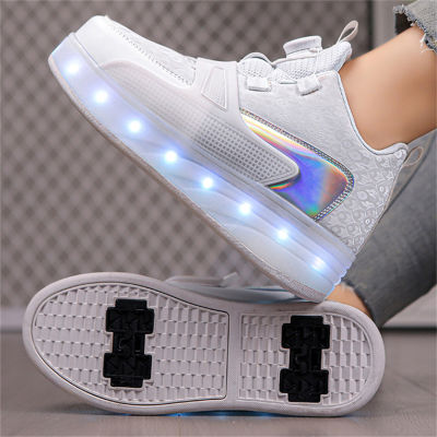 Children's four-wheel detachable lighted Heelys roller skates (with charging cable included)