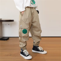 Boys' pants, new overalls for middle and large children, boys' fashionable trousers, casual leggings, trendy  Khaki