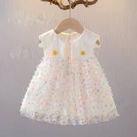 Meninas vestido de verão bebê menina colete vestido suspender infantil saia elegante  Rosa