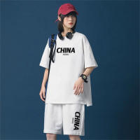 Summer new five-point sleeve T-shirt shorts ins loose girl leisure sports suit trendy fashion  White