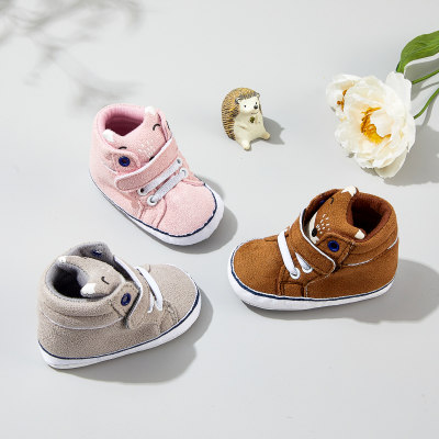 Chaussures en toile velcro de style animal de renard de couleur unie pour bébé