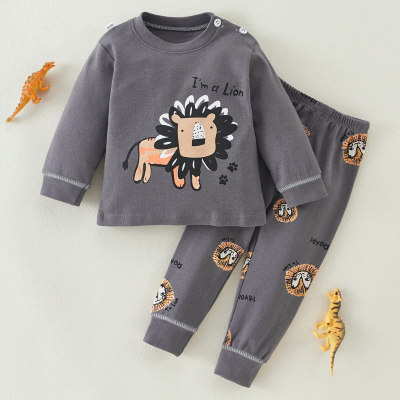 Traje de pantalón y camiseta básica con diseño de animal para niños pequeños