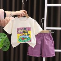 Traje de manga corta de verano para niños 2024 nuevos niños infantiles ropa de verano para bebés de dibujos animados de cocodrilo traje atractivo de dos piezas niños de moda  Púrpura