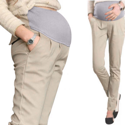 Pantalones de levantamiento de estómago de color sólido para mamá embarazada
