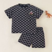 Baby Boy Letter Print Short-sleeve T-shirt & Shorts  Black