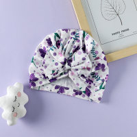 Copricapo Bowknot con stampa floreale in puro cotone per bambini  Viola scuro