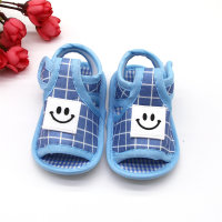 Baby Smiley Plaid Soft-soled Sandals  Blue