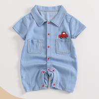 0-18 months baby clothes summer summer thin baby jumpsuit cute short-sleeved romper crawling clothes summer clothes 002  Blue