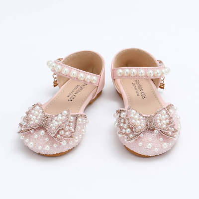 Toddler Girl Shiny Pearl Butterfly Leather Shoes