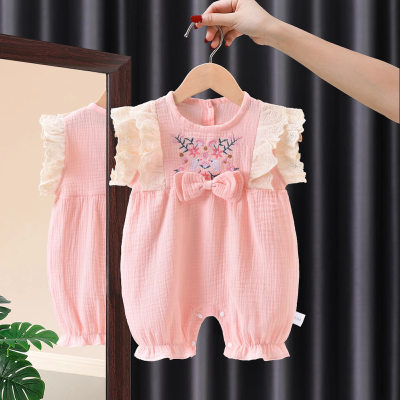Baby summer jumpsuit, children's gauze pure cotton romper, newborn air-conditioned suit, thin jumpsuit, outdoor crawl suit