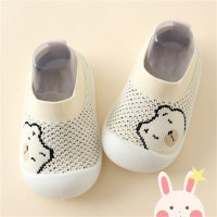 Children's Bear Pattern Flyknit Shoes for Toddlers  Beige