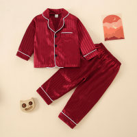 Toddler Girl Stripes Color-block Pajamas Sets Top & Pants  Red
