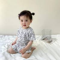 Thin baby clothes for boys summer rompers for girls super cute short-sleeved crawling clothes summer clothes stylish jumpsuit  White