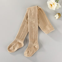 Children's solid color cable-knit tights  Khaki