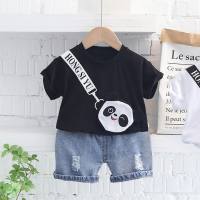 Foreign trade children's short-sleeved suit summer new Korean style boys and girls T-shorts two-piece set foreign trade street stall wholesale network  Black