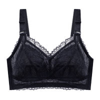 Thin bra without steel ring for big breasts, anti-sagging and side-breasted breast-collecting bra with full cup  Black