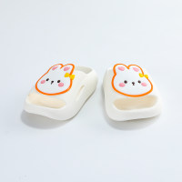 Toddler Girl PVC Rabbit Decor Slide Sandals  White