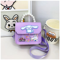 Little princess cute cartoon cinnamon dog Korean version niche pearl handbag crossbody bag  Purple