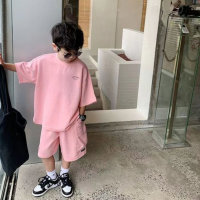 Men's and women's suits summer thin sports suits 2023 new middle-aged children's T-shirt five-quarter pants casual Korean style two-piece set  Pink