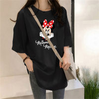 Teen girly cartoon Mickey multi-color T-shirt top  Black