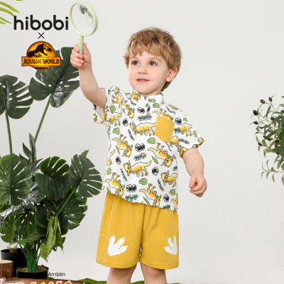 Jurassic World × hibobi boy baby Traje amarillo con estampado de dinosaurio