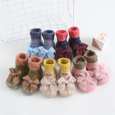 Children's bowknot mid-tube breathable indoor socks shoes toddler shoes