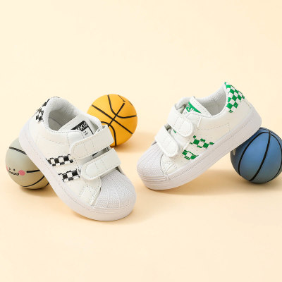 Zapatillas de deporte con velcro y patchwork a cuadros para niño pequeño