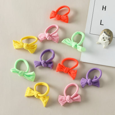 10 pcs Girl's Solid Color Bowknot Decor Hair Rope