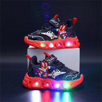 حذاء رياضي سبايدر مان بإضاءة LED من الجلد للأطفال  أحمر