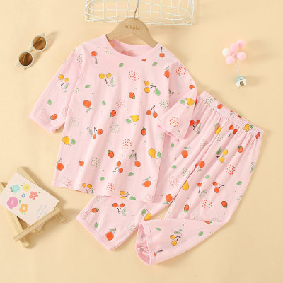 2-piece Toddler Girl Allover Cherry Printed Short Sleeve Top & Matching Pants