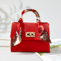 Children's printed silk scarf handbag  Red