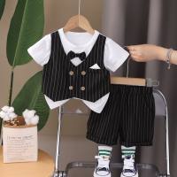 Boys summer two-piece suits stylish children's clothes summer suits handsome children's clothes dress baby short-sleeved one-year-old  Black