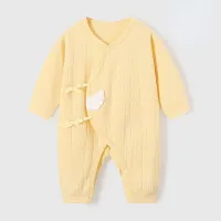 Baby jumpsuit newborn clothes pure cotton suit baby home clothes four seasons romper crawling clothes  Yellow