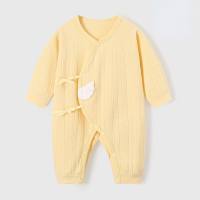 Baby jumpsuit newborn clothes pure cotton suit baby home clothes four seasons romper crawling clothes  Yellow