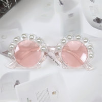 Children's cute shell inlaid pearl glasses  Pink