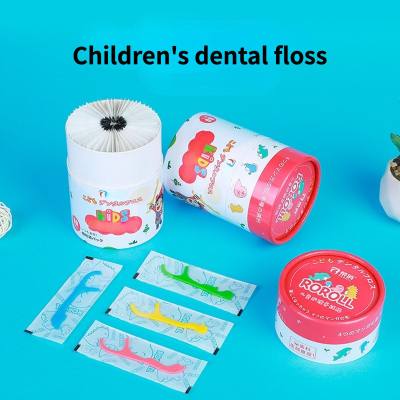 خيط تنظيف أسنان الأطفال، خيط تنظيف الأسنان المحمول المعبأ بشكل فردي، 60 قطعة، صندوق خيط تنظيف الأسنان