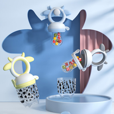 Chupete alimentador automático de alimentos con patrón de vaca de silicona para bebés