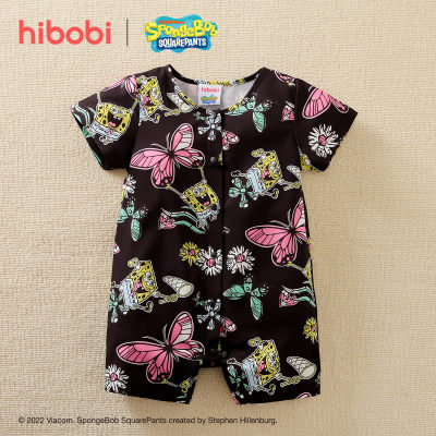 hibobi×Spongebob Baby Girl Cute Cartoon Print short-sleeved  Jumpsuit