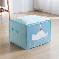 Large capacity quilt storage bag household clothing storage quilt moving packing non-woven storage basket  Light Blue