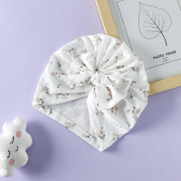Copricapo Bowknot con stampa floreale in puro cotone per bambini  Albicocca