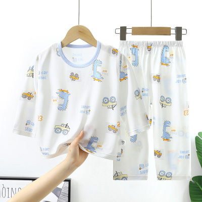 Children's modal boneless long-sleeved yoko silk pajamas home clothes summer thin