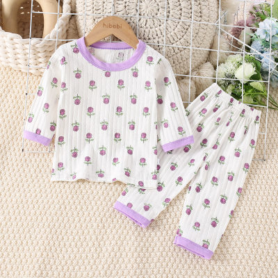 2-piece Toddler Girl Pure Cotton Allover Strawberry Pattern Short Sleeve Top & Matching Pants