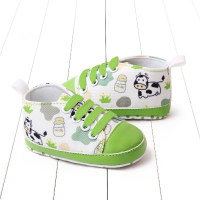 Baby Allover Cartoon Pattern Lace-up Shoes  Green